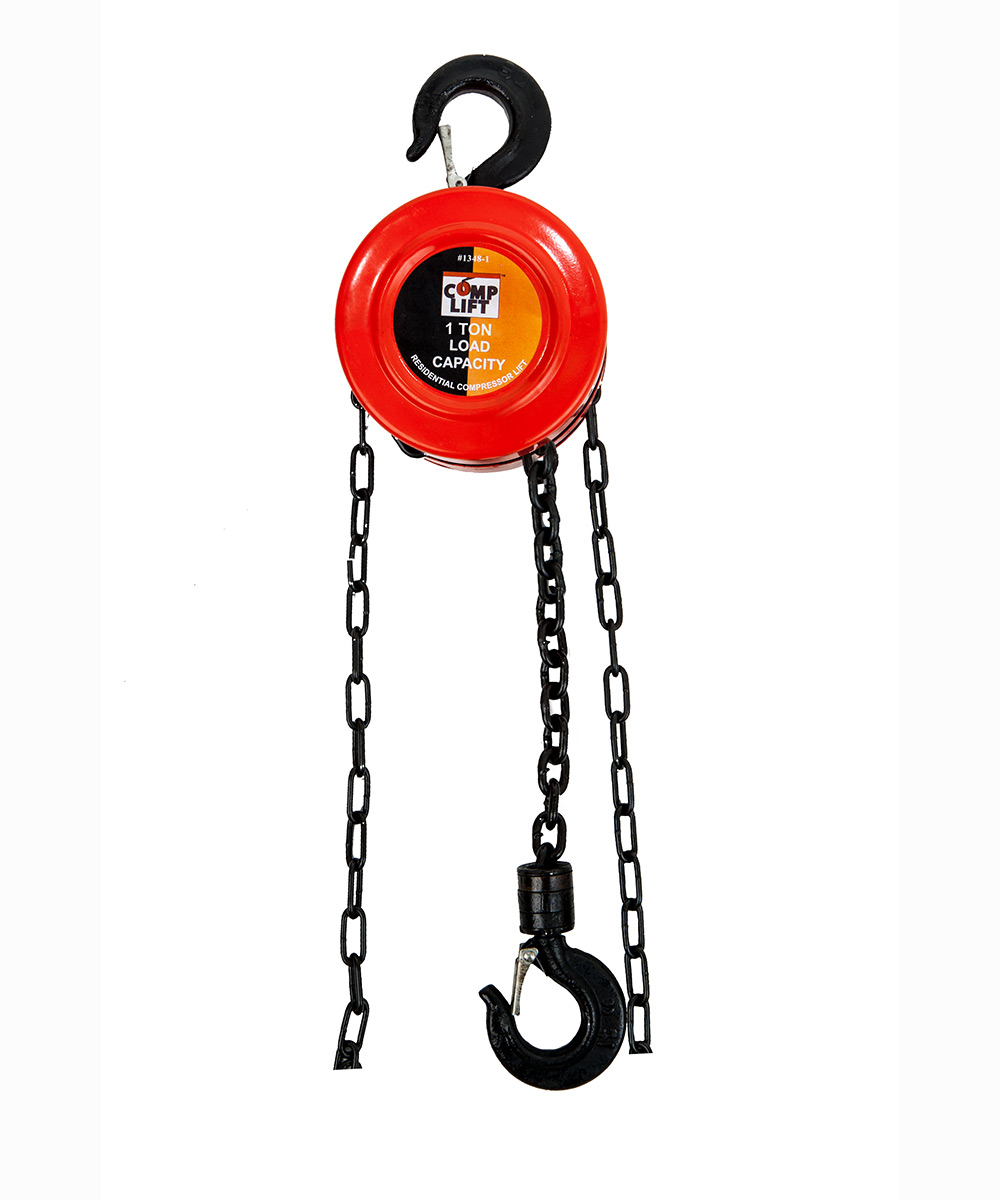 2181-H 1 ton chain hoist 8 ft chain fall; 2182-H 1 ton chain hoist 20 ft chain fall.